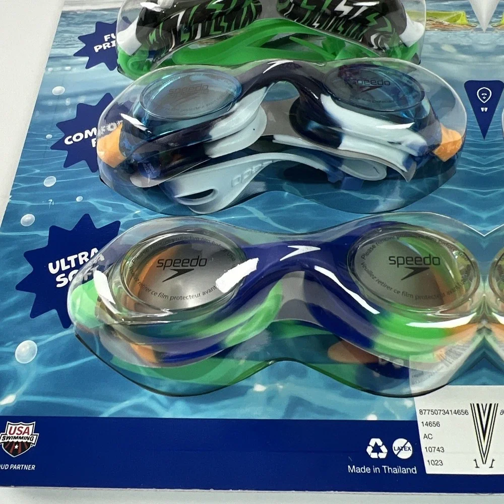 Speedo Kids Swim Goggles 3 Pack Ages 3-10 TUV Protect Easy Adjust‎ Anti Fog F30